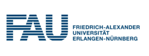 complAIzer Logo der Friedrich-Alexander-Universität Erlangen-Nürnberg (FAU) mit den fetten, blauen, horizontal gestreiften Buchstaben „FAU“, gefolgt vom vollständigen Namen der Universität in blauer Schrift auf weißem Hintergrund. nextgencomplaince